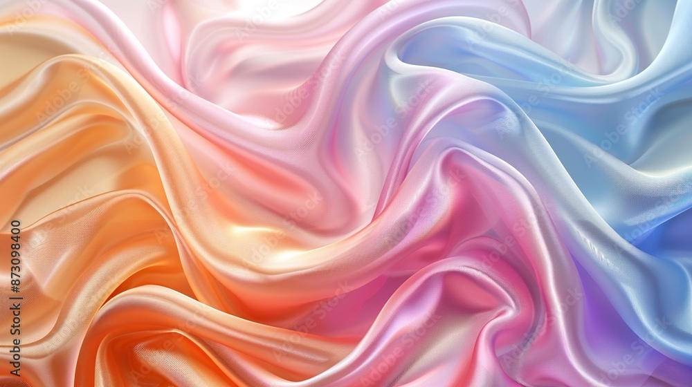 Obraz premium Abstract Colorful Silk Fabric Draped in Soft Waves