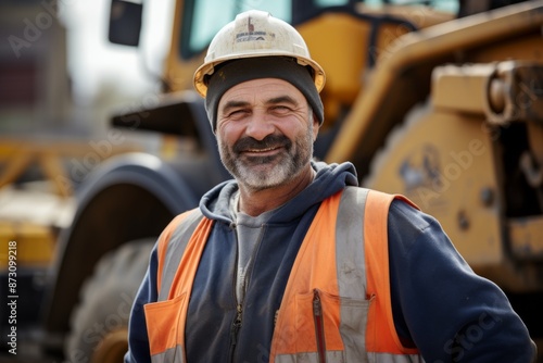 Wallpaper Mural Portrait of a middle aged male heavy machinery driver on construction site Torontodigital.ca