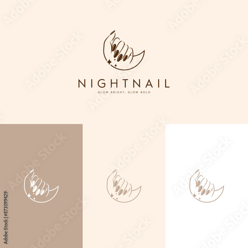 Nail Salon Logo Design with Moon
