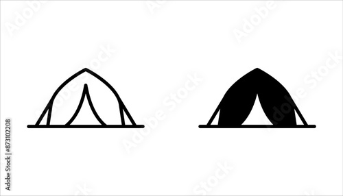 Tent icon set. Camping area, shelter, adventure flat icon design and symbol. isolated on white background.