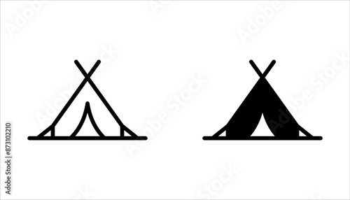 Tent icon set. Camping area, shelter, adventure flat icon design and symbol. isolated on white background.