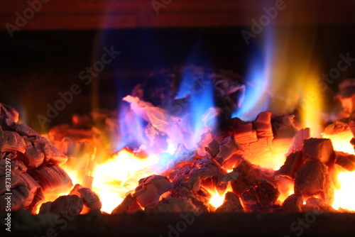 fire in fireplace