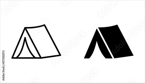 Camping tent icon set. Tourist tent. isolated on white background