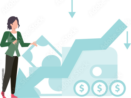 The girl is seeing a decline in finances.