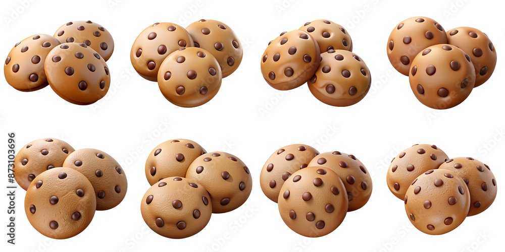 3D chocolate chip cookies on transparent background PNG file 3D chocolate chip cookies on transparent background PNG file