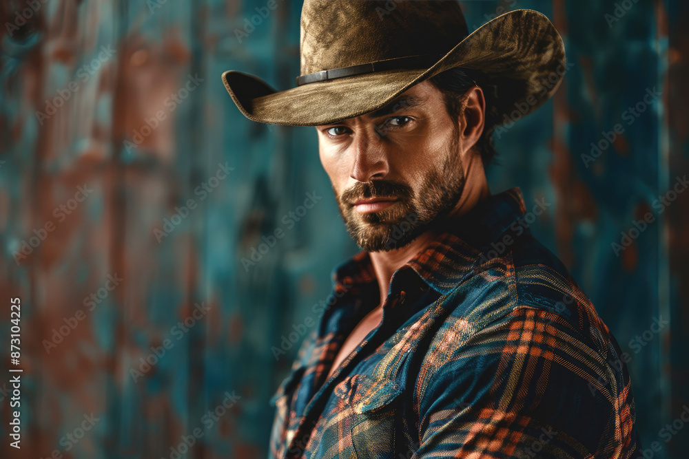 Bold and Defiant: Portrait of a Muscular Cowboy with Chiseled Abs Bold and Defiant: Portrait of a Muscular Cowboy with Chiseled Abs