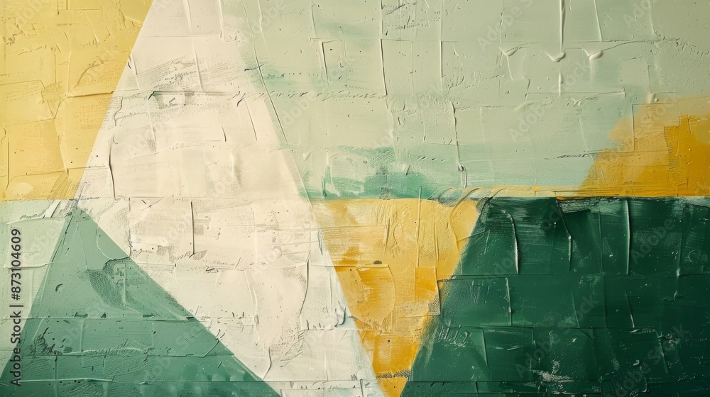 Obraz premium Abstract Painting with Green, Yellow, and White