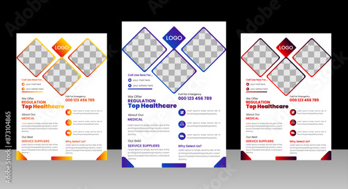 Medical flyer template and Corporate healthcare a4 flyer design template or leaflet .Corporate healthcare and medical cover and back page a4 flyer design template for print