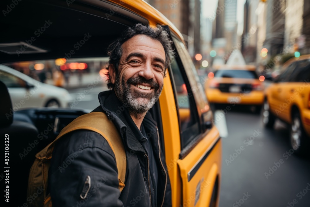 Portrait of a middle aged Caucasian male taxi driver Portrait of a middle aged Caucasian male taxi driver