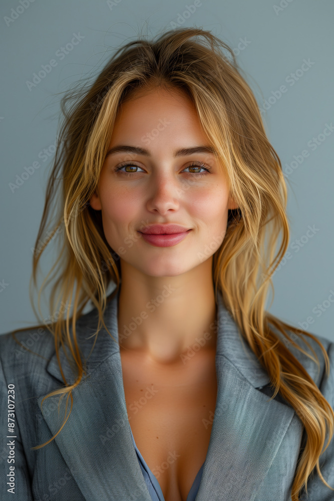 Portrait of confident beautiful caucasian business woman wearing suit. Portrait of confident beautiful caucasian business woman wearing suit.
