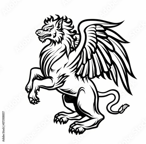 Wallpaper Mural Grizzled, mythical animal, or magic beast medieval heraldic animal sketch. Fantasy Gryphon history crest. Mythology creature medieval coat of arms. Torontodigital.ca