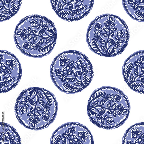 Indigo blue to dye effect abstract vector seamless pattern background. Modern masculine bold graphic bandana design for block print hand craft trend. 