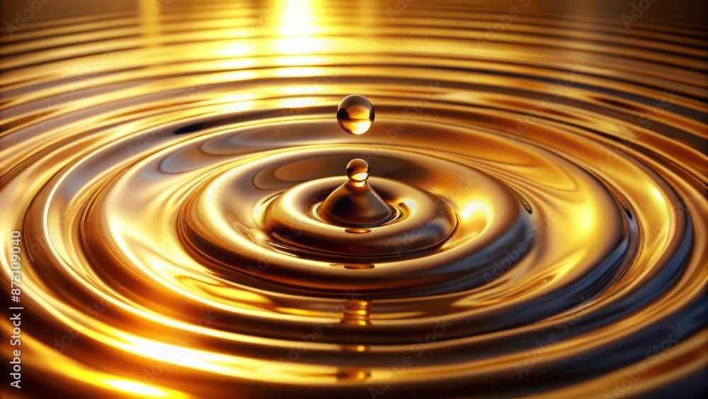 Golden drops of rich extra-virgin oil create circular ripples on a seamless, pure surface, reflecting warm light with vitality. Golden drops of rich extra-virgin oil create circular ripples on a seamless, pure surface, reflecting warm light with vitality.