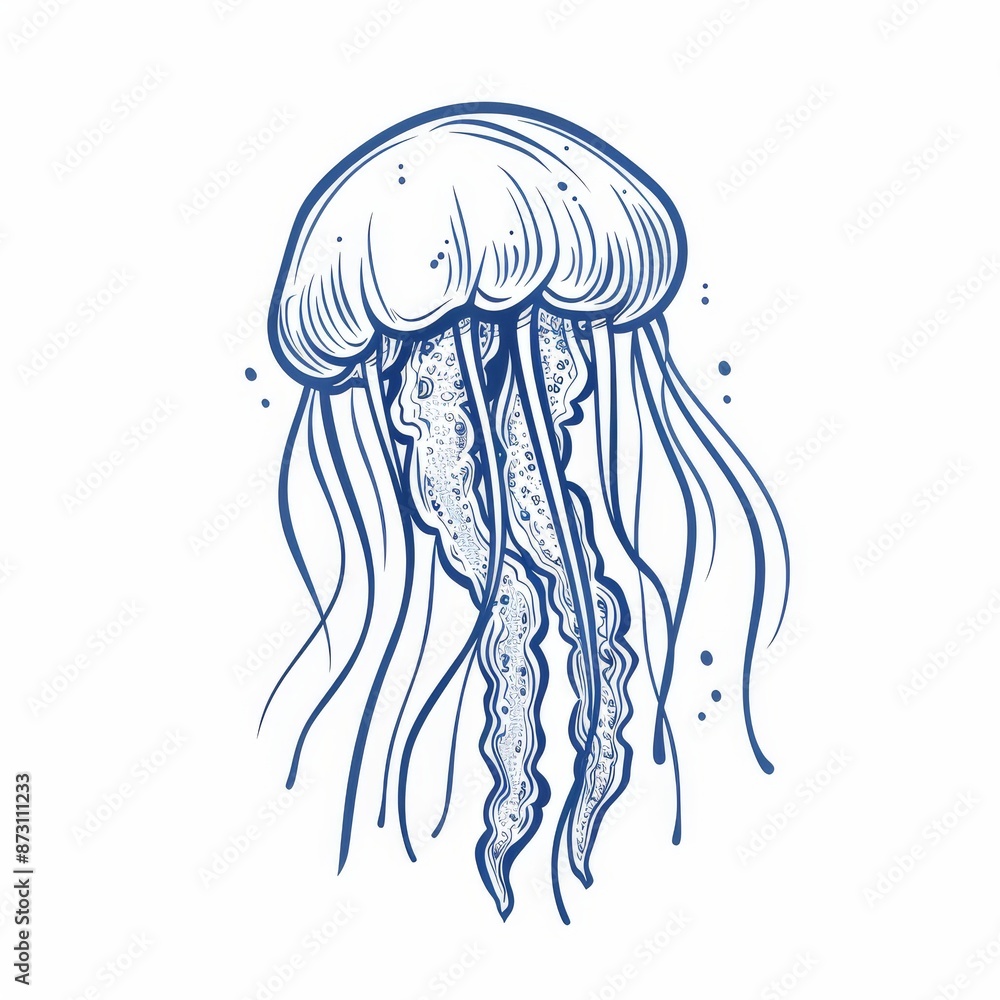 The Sea Jellyfish is an isolated monochrome sketch icon based on the Medusa hand drawing. Ocean creatures from deep waters like deep water jellyfish and sea jellies, such as the Pacific nettle The Sea Jellyfish is an isolated monochrome sketch icon based on the Medusa hand drawing. Ocean creatures from deep waters like deep water jellyfish and sea jellies, such as the Pacific nettle