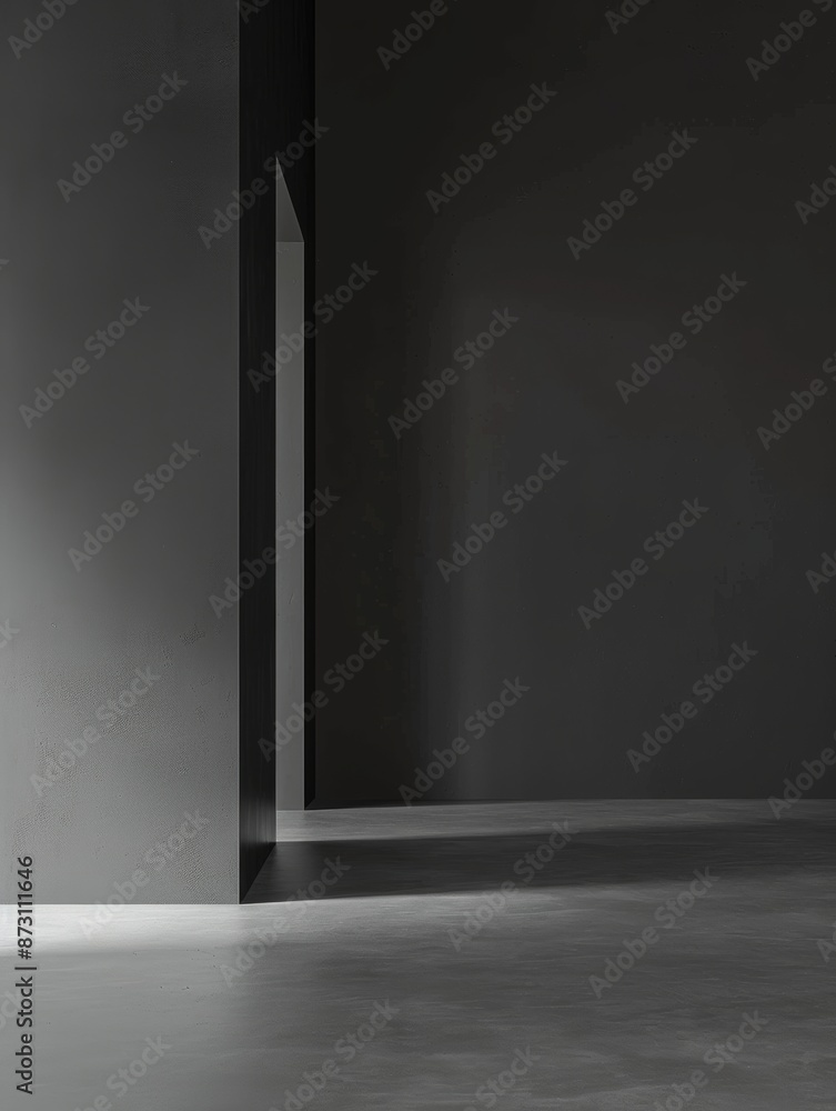 A gray wall in the corner of an empty room, with no furniture or lighting, creating a stark and minimalistic atmosphere A gray wall in the corner of an empty room, with no furniture or lighting, creating a stark and minimalistic atmosphere