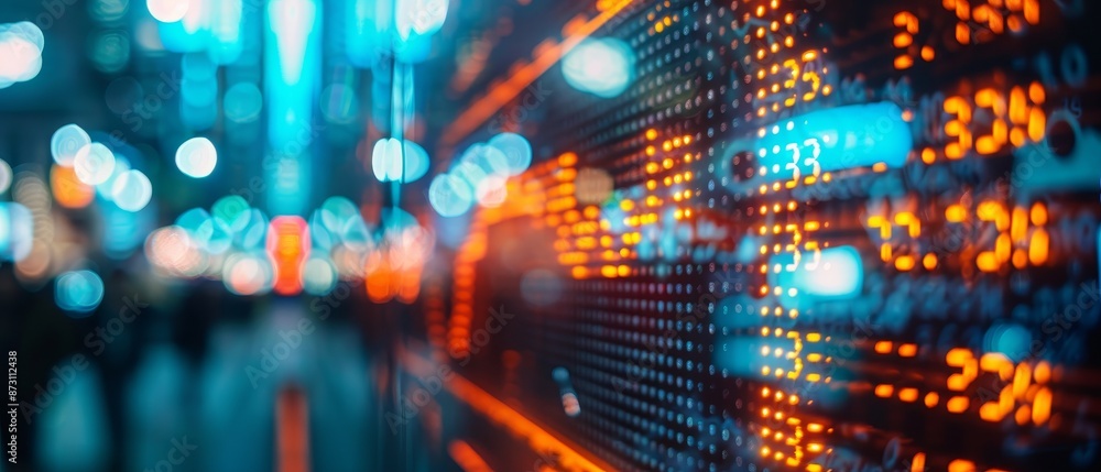 Obraz premium Digital display of consumer index trends in a stock exchange, financial markets, concept