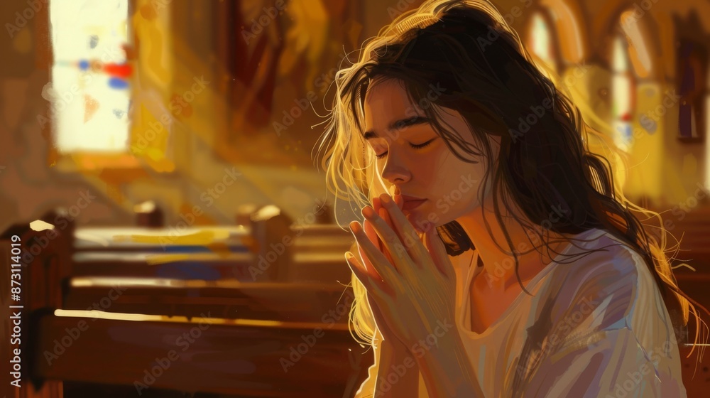young woman praying illustration , illustration of praying woman , praying hands illustration , woman clasped hands illustration young woman praying illustration , illustration of praying woman , praying hands illustration , woman clasped hands illustration