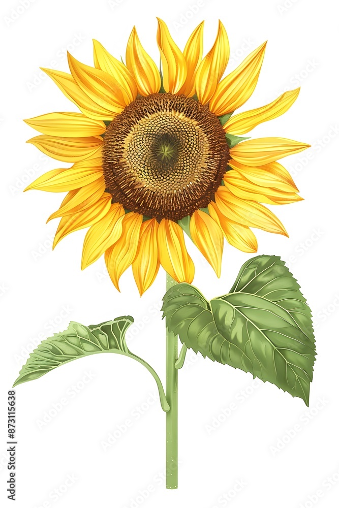 Fototapeta premium Sunflower flower on solid color background