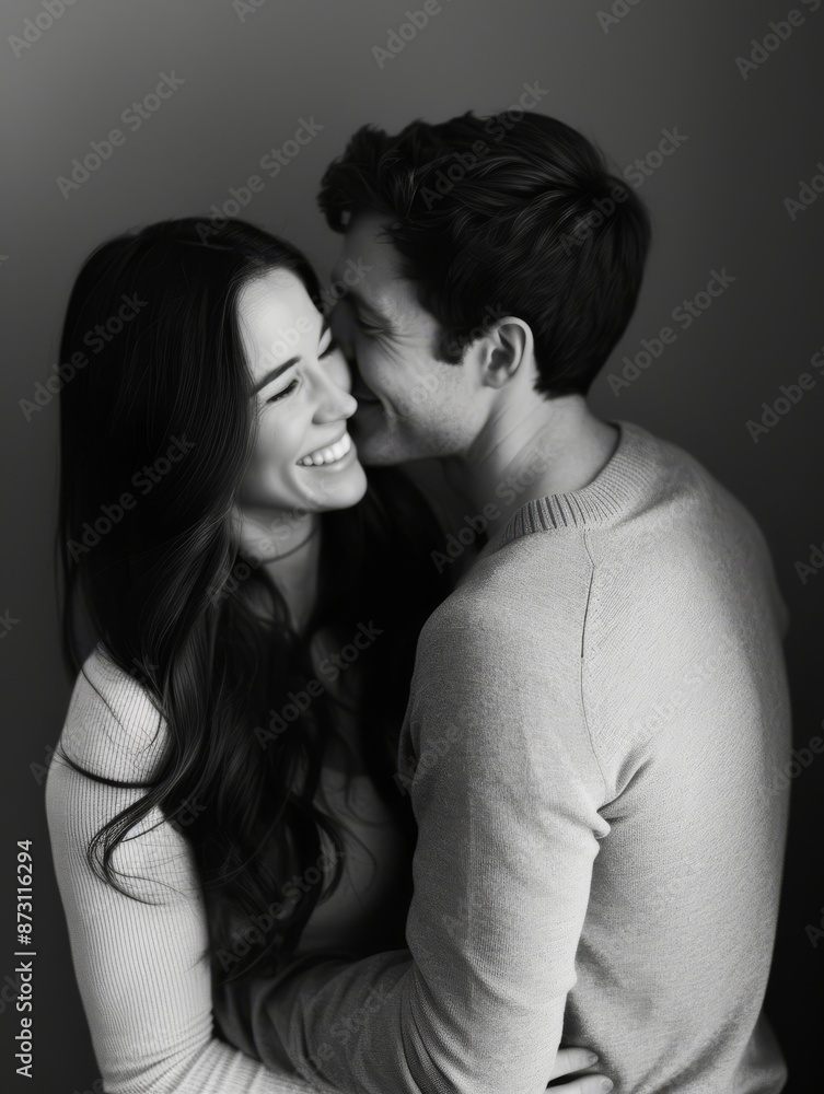hug of couple of kids smiling in black and white , generated by AI. High quality photo hug of couple of kids smiling in black and white , generated by AI. High quality photo