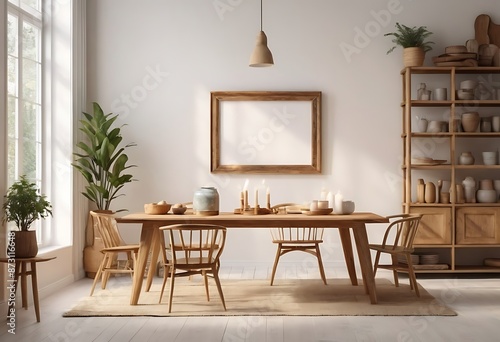 Frame mockup, ISO A paper size. Living room poster mockup. Interior mockup with house white background. Modern interior design. 3D render