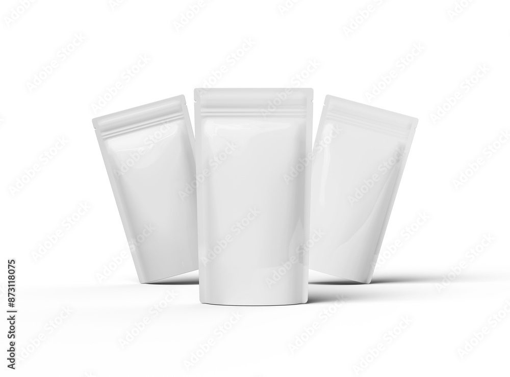 3D render of a glossy generic, narrow doypack packaging with a zipper on a transparent background 3D render of a glossy generic, narrow doypack packaging with a zipper on a transparent background
