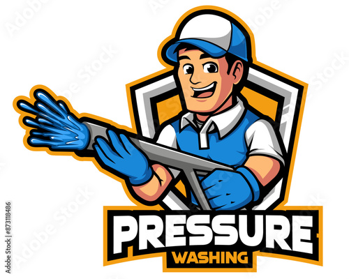Washer Pressure worker mascot character