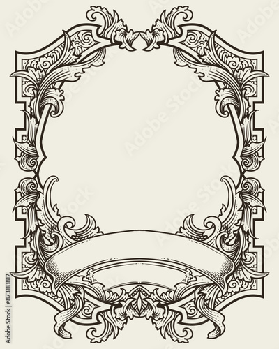 vintage baroque frame with flora ornament
