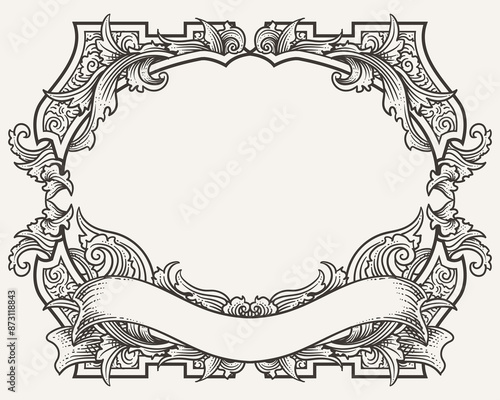 vintage baroque frame with flora ornament
