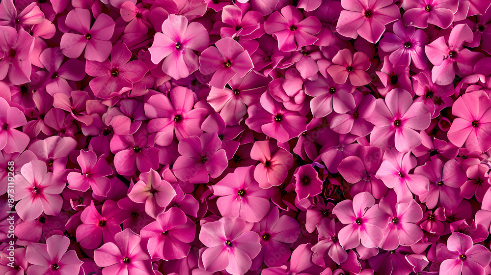 A solid carpet of magenta phlox flowers. isolated on a solid magenta background. Illustrations