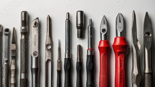 Sleek Industrial Mechanic Tools on Stark White Background