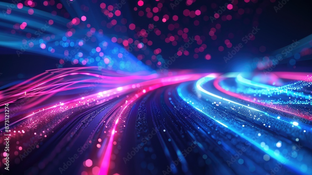 A futuristic abstract background with neon light patterns and trails. A futuristic abstract background with neon light patterns and trails.