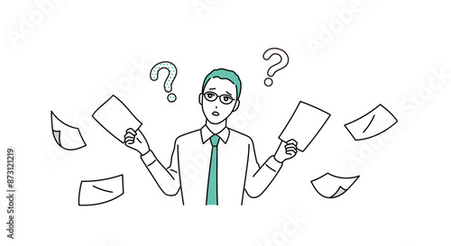 タスクに追われる忙しいビジネスパーソンのイラスト