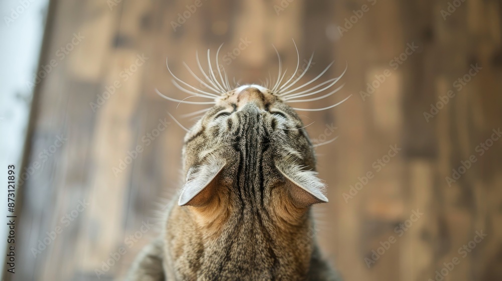 Cat watching from above with empty background Alone Cat watching from above with empty background Alone