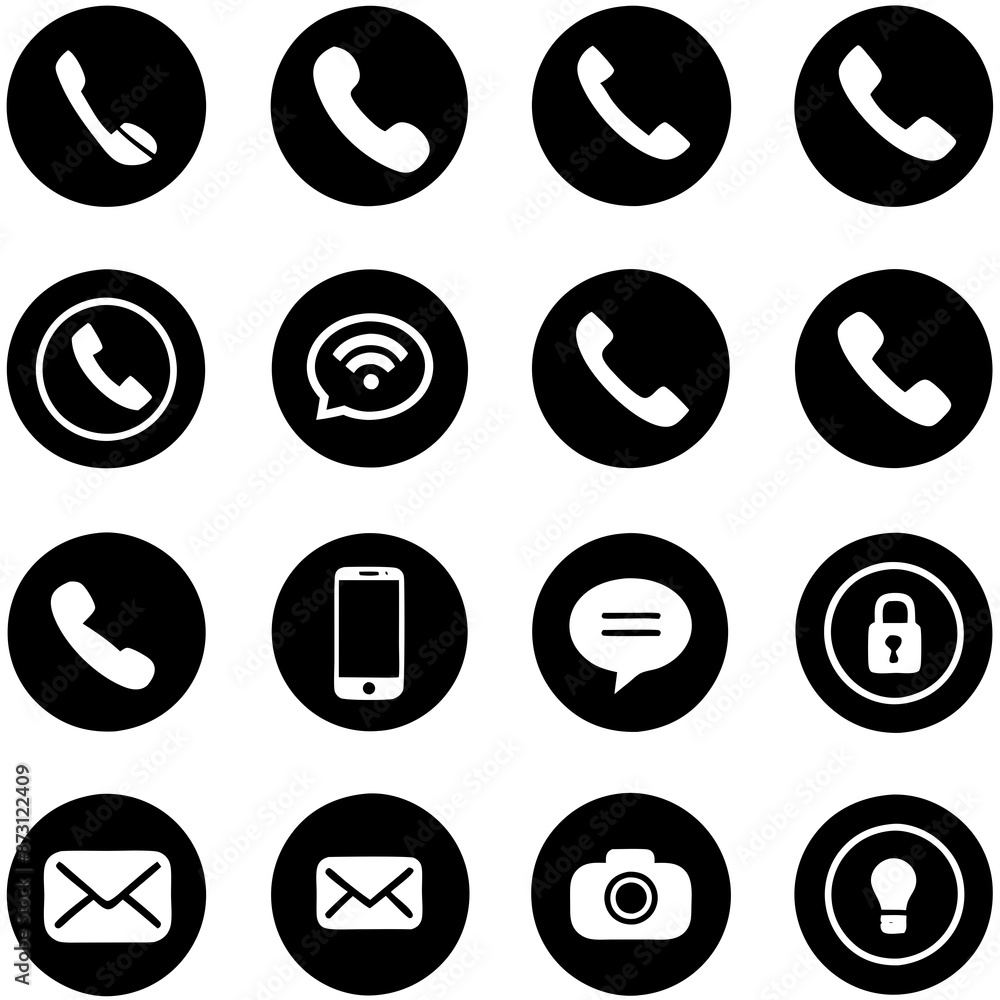 create a set of 16 icons for circle phone call create a set of 16 icons for circle phone call