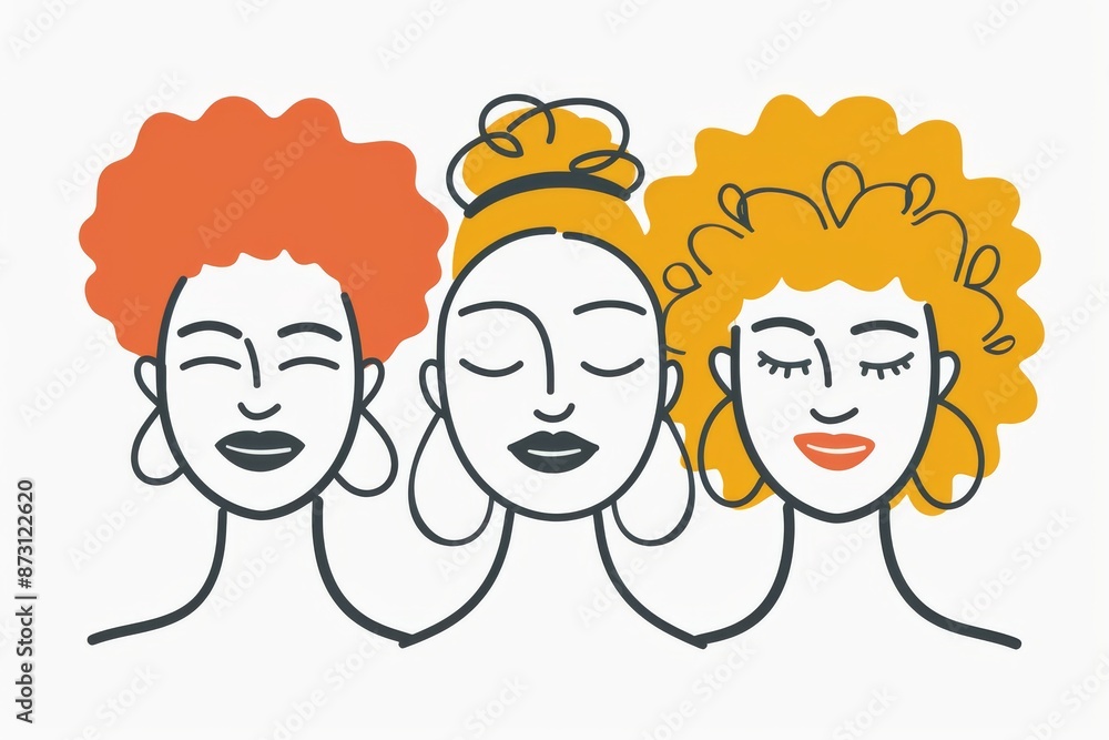 Modern line art portrait of women with stylish hairstyles, minimalist and elegant Modern line art portrait of women with stylish hairstyles, minimalist and elegant