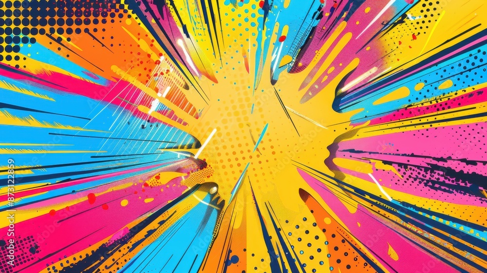 Fototapeta premium pop art background with comic book explosion in pink