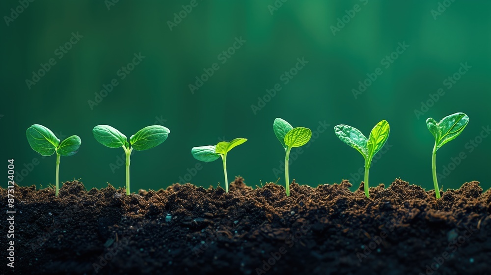 Fototapeta premium Seedlings growing in soil.