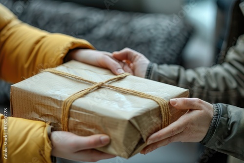 Delivery holding out box to customer professional photography photo