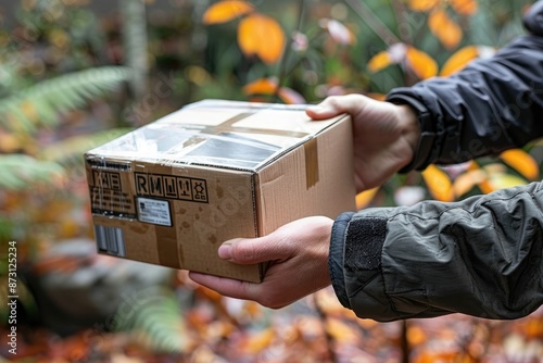 Delivery holding out box to customer professional photography photo