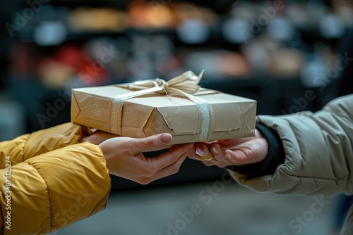 Delivery holding out box to customer professional photography photo