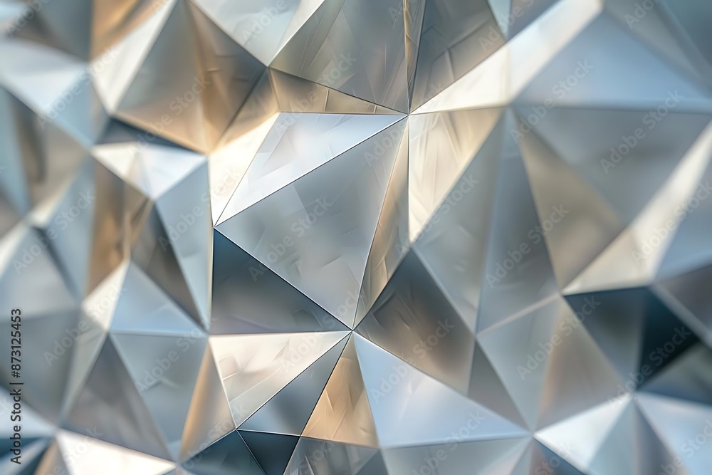 Abstract 3D Geometric Background with Metallic Triangles and Reflective Surfaces Abstract 3D Geometric Background with Metallic Triangles and Reflective Surfaces