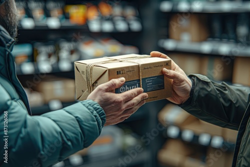 Delivery holding out box to customer professional photography photo