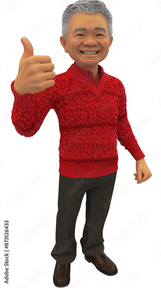 a cute asian senior man showing thumbs up, isolated on blank background. a cute asian senior man showing thumbs up, isolated on blank background.