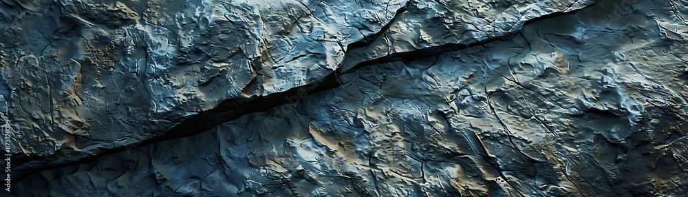 Dark Blue Cracked Rock 3D Illustration Dark Blue Cracked Rock 3D Illustration