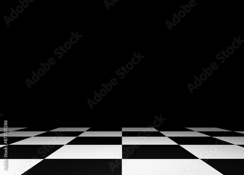 Fotografia Mysterious Chessboard Floor with Smoke