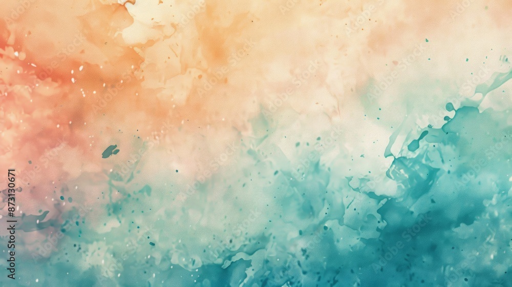 Obraz premium A tranquil abstract background with watercolor splashes in calming shades
