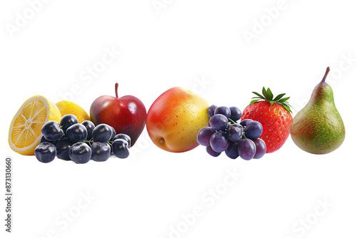 fruits 3d realistic render icon set, isolated on blank background.