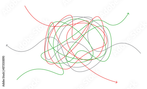 Three line complicated way tangled mind difficult arrows flat design vector