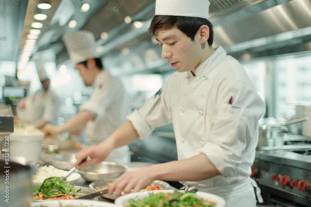 Precision in Motion: Chefs Captured in the Thriving Kitchen Atmosphere Precision in Motion: Chefs Captured in the Thriving Kitchen Atmosphere