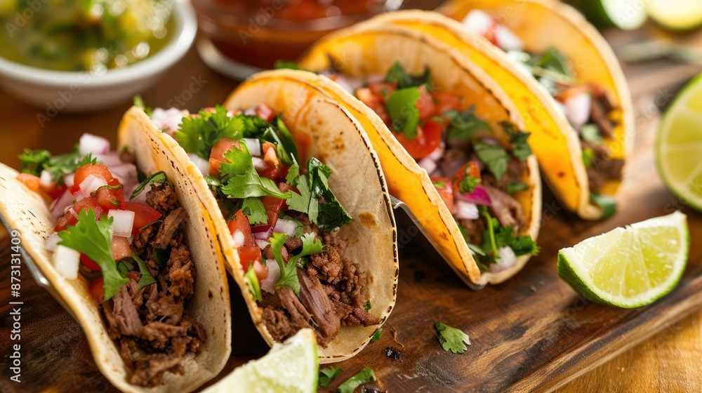 Delicious Mexican Tacos with Cilantro and Lime Delicious Mexican Tacos with Cilantro and Lime